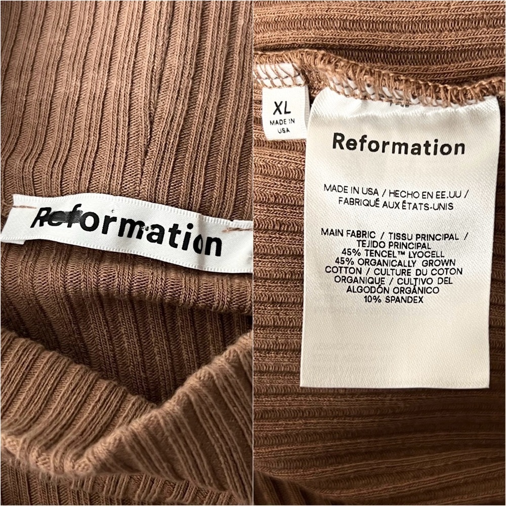 REFORMATION 90s Organic Cotton Ribbed Knit‎ Sleeveless Mockneck Bodycon Dress XL - Picture 4 of 4
